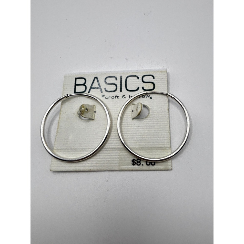 Croft & Barrow Hoop Earrings Womens OS Silver Tone Round Minimalist Basics